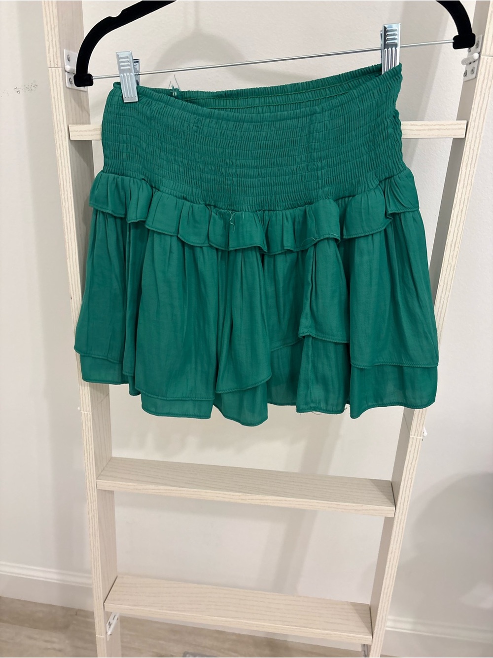 Smocked Ruffle Mini Skort in Emerald Green